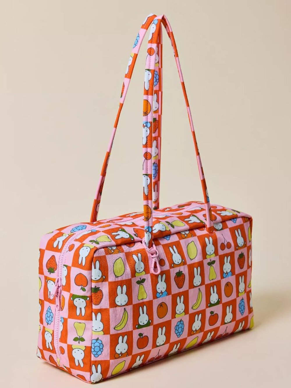 NWT Baggu Medium Nylon Bowler Bag - Checkered Fruit Miffy - Picture 2 of 4